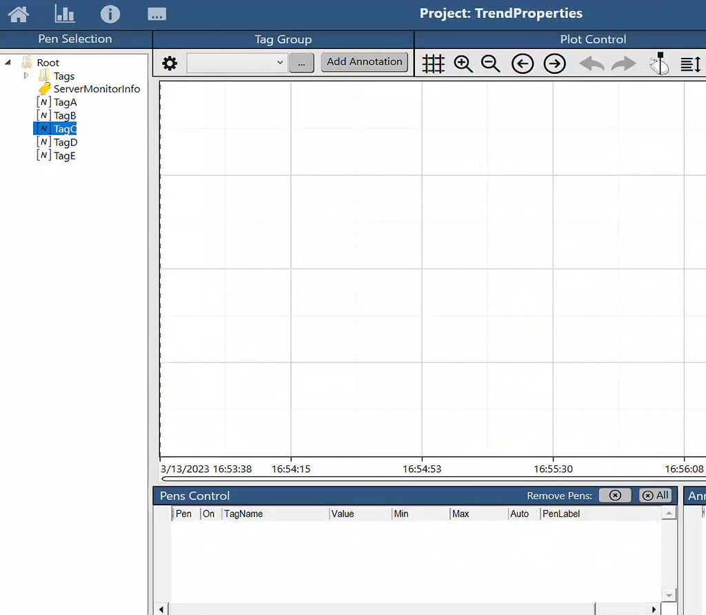 Trend Page - add pens to pen control - Displays, Symbols, Charts - Tatsoft